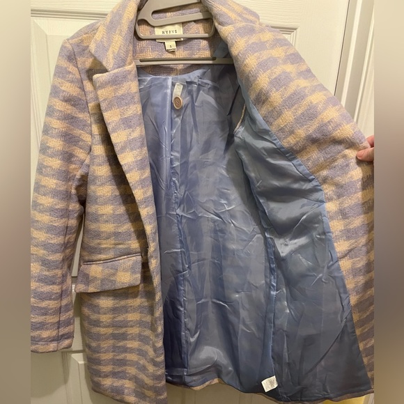HYFVE Houndstooth Lilac Front Pocket Pea Coat. Size Small. NWOT - Picture 8 of 11